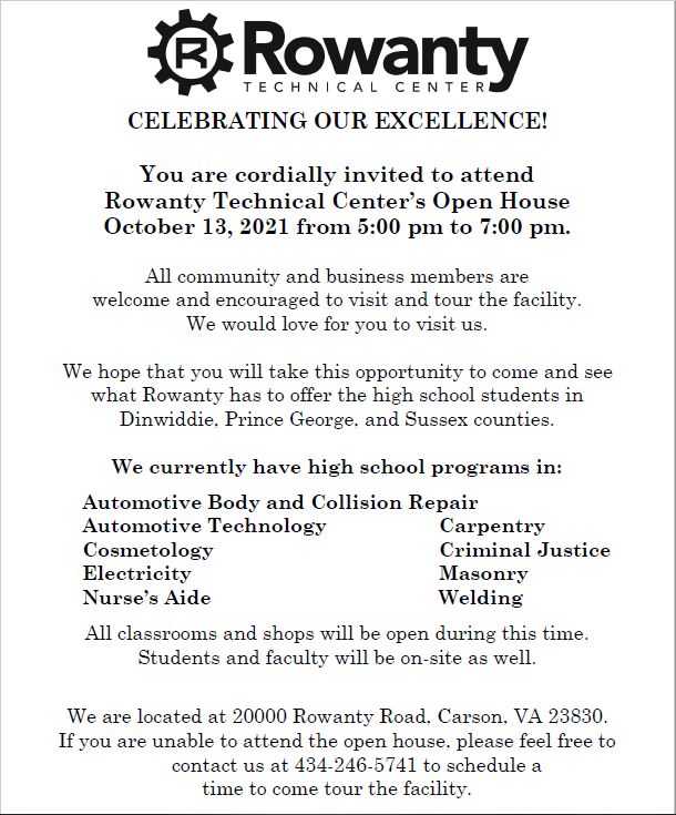 Rowanty Open House 10-2021